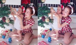 Elly Trần và con gái cùng nhau trang trí cây thông Noel