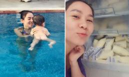 Thu Minh lần đầu khoe ảnh con trai tập bơi cực yêu