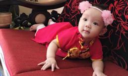 Con gái Trịnh Kim Chi đáng yêu khi diện áo dài đón Tết