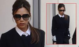 Bà Becks diện trang phục trắng - đen sành điệu đi thăm cửa hàng tại London