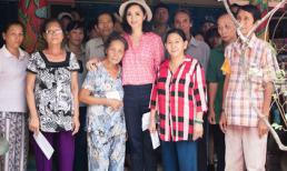 Hoa hậu Đền Hùng Giáng My giản dị đi làm từ thiện