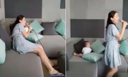 Video con trai Thu Minh thích thú khi nghe mẹ hát