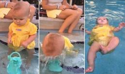 Clip cha mẹ bỏ mặc bé gái 2 tuổi tự nổi trong bể bơi gây tranh cãi