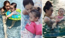 Nhóc tì sao Việt đáng yêu khi theo chân bố mẹ tới bể bơi 'giải nhiệt'