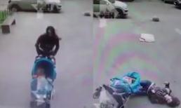 Em bé may mắn thoát chết, mẹ bị cả tấm bê tông rơi vào đầu