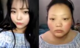Giật mình với gương mặt thật của hot girl sau lớp trang điểm