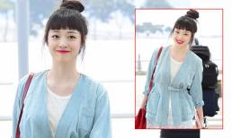 Không còn hở hang nổi loạn, Sulli xuất hiện xinh xắn tại sân bay
