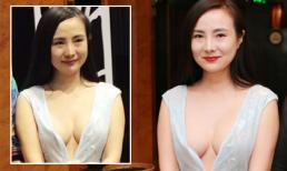 Can Lộ Lộ diện váy xẻ tới rốn khoe vòng 1 'thả rông'