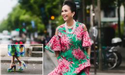 Diễm My mang giày hoa cúc 15 phân dạo phố Paris