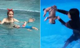 Diễm Hương bị chỉ trích vì quay clip con trai bị 'quăng' xuống nước 