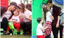 Tim hôn Trương Quỳnh Anh trước mặt con trai