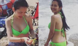 Kim Hiền lần đầu mặc bikini sau khi sinh con gái thứ 2