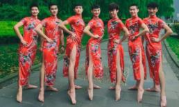 Dàn nam sinh mặc thời trang xường xám chụp ảnh tốt nghiệp