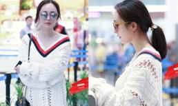 Dương Mịch mặc áo len ấm áp giữa mùa hè Bắc Kinh