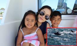 Vợ chồng ca sĩ Thu Phương đưa con đi biển ngắm cá heo