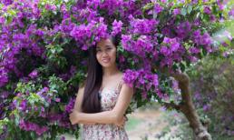 Hoa hậu Mỹ Xuân e ấp, dịu dàng bên hoa giấy tím