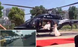 Đại gia Trung Quốc đáp trực thăng đón dâu giữa đường gây bức xúc