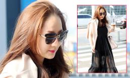 Park Min Young mặc váy maxi rườm rà, lộ mặt khác lạ ở sân bay