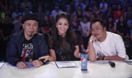 Thu Minh vẫn rạng rỡ ngồi ghế giám khảo dù vắng chồng hộ tống