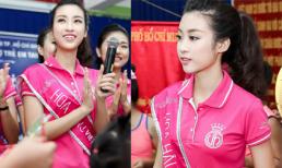 Hoa hậu Đỗ Mỹ Linh giản dị đi từ thiện ngay sau khi đăng quang