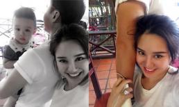 Vợ chồng Vy Oanh hạnh phúc đưa con trai đi chơi