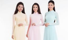 Mãn nhãn với nhan sắc 'hoa nhường nguyệt thẹn' của Hoa hậu Mỹ Linh và hai Á hậu trong tà áo dài truyền thống