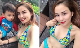 Con trai Hoa hậu Diễm Hương khen mẹ đẹp khi mặc bikini
