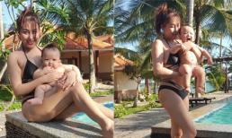 Bị chê béo, Phi Thanh Vân vẫn tự tin diện bikini chơi đùa cùng con trai