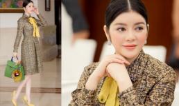 Lý Nhã Kỳ hóa công chúa cao sang với đầm rêu, túi Hermes đắt tiền