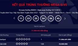 Lại có người thứ 3 trúng độc đắc xổ số kiểu Mỹ, lần này là 71 tỷ đồng!