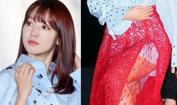 Giật mình khi nhìn xuống phần chân váy của Park Shin Hye
