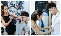 Kim Cương tất bật làm tóc, buộc dây giày cho Ưng Hoàng Phúc trong hậu trường  