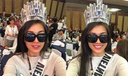 Lệ Hằng tỏa sáng khi đội thử vương miện Hoa hậu Hoàn vũ 2017