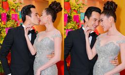 Lương Thế Thành ân cần chỉnh sửa váy, ngọt ngào hôn vợ trên thảm đỏ
