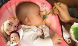 Con gái Hồng quế cực dễ thương khi đc mẹ cho ăn bột
