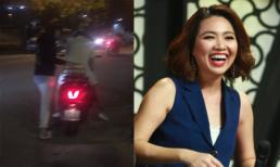 Lê Khánh được chồng hộ tống bằng xe máy bình dân đi làm giám khảo