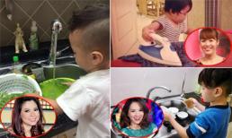 Còn nhỏ nhưng các nhóc tỳ nhà sao Việt đã biết phụ giúp bố mẹ làm việc nhà