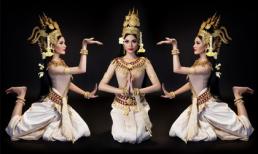 Trương Thị May mặc trang phục truyền thống nhảy điệu Apsara mừng tết Khmer