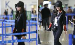 Angela Baby diện 'cây' đen cực ngầu khi xuất hiện ở sân bay