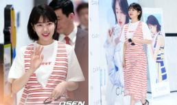 Suzy trẻ như học sinh cấp 3 trong trang phục kẻ nổi bật 