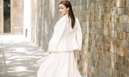 Hoa hậu Mỹ Linh đẹp thanh thoát khi diện váy cúp ngực trắng