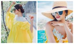 Diện mốt sắc vàng, Lệ Hằng đầy xinh đẹp và cuốn hút giữa biển trời thiên nhiên