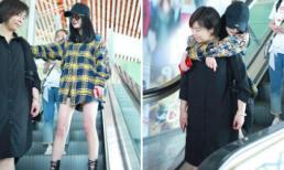 Dương Mịch diện mốt giấu quần khoe chân đầy 'hoa', ôm ấp nhân viên đi cùng giữa sân bay