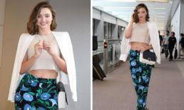 Miranda Kerr khoe eo thon, diện quần hoa sặc sỡ khi tới Nhật Bản
