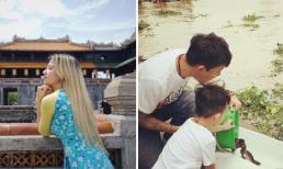 Hot girl và hot boy Việt 17/7/2017: Xuân Nghi diện áo dài đi tham quan Huế, đại gia Minh Nhựa dạy con thả cá phóng sinh