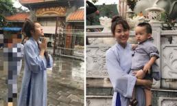 Phi Thanh Vân cùng con đi chùa cầu an sau cuộc đại 'dao kéo'