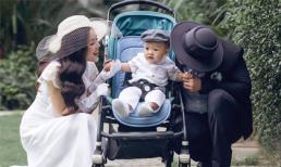 Dương Cẩm Lynh mặc trang phục hoài cổ đi dạo cùng chồng và con trai