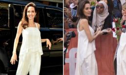 Gầy trơ xương, Angelina Jolie vẫn tự tin diện đồ lụa trắng muốt