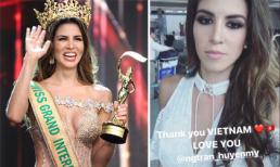 Tân Hoa hậu Hòa bình Quốc tế 2017 chào tạm biệt Việt Nam và Huyền My trước khi về nước