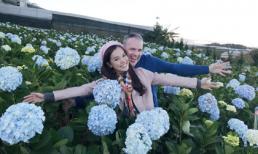 Lý Thanh Thảo cùng chồng Tây rạng rỡ giữa vườn hoa Cẩm tú cầu